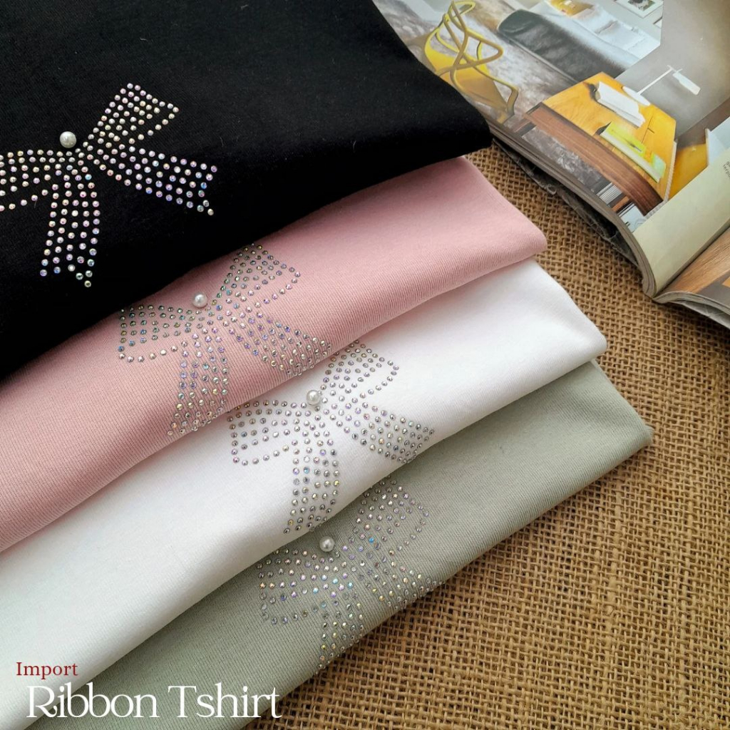 CallieTamami - A 6559 IMPORT Ribbon Tshirt ( Blink blinknya aman ga akan cepat copot )