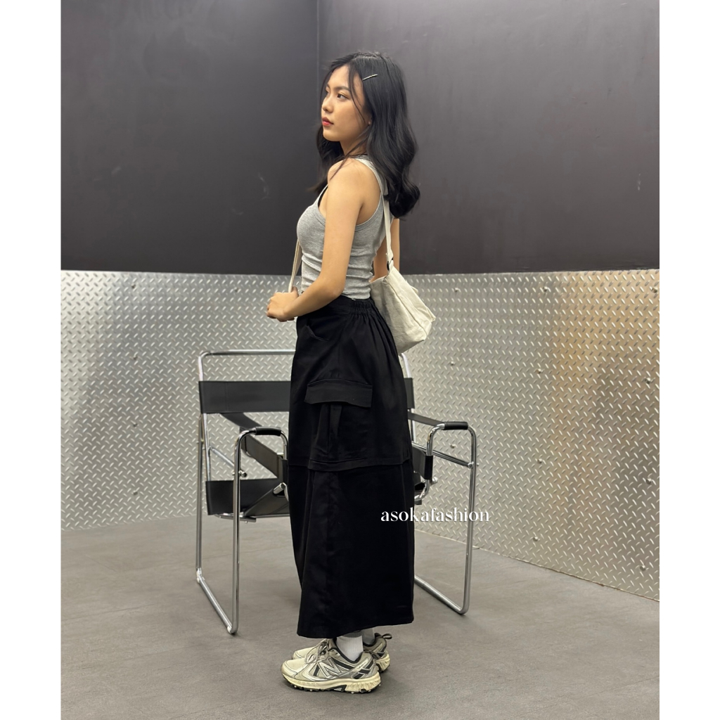 ASOKA Jacob Skirt 2187 - Rok Cargo Bawahan Wanita - Casual A-Line Skirt Chinos