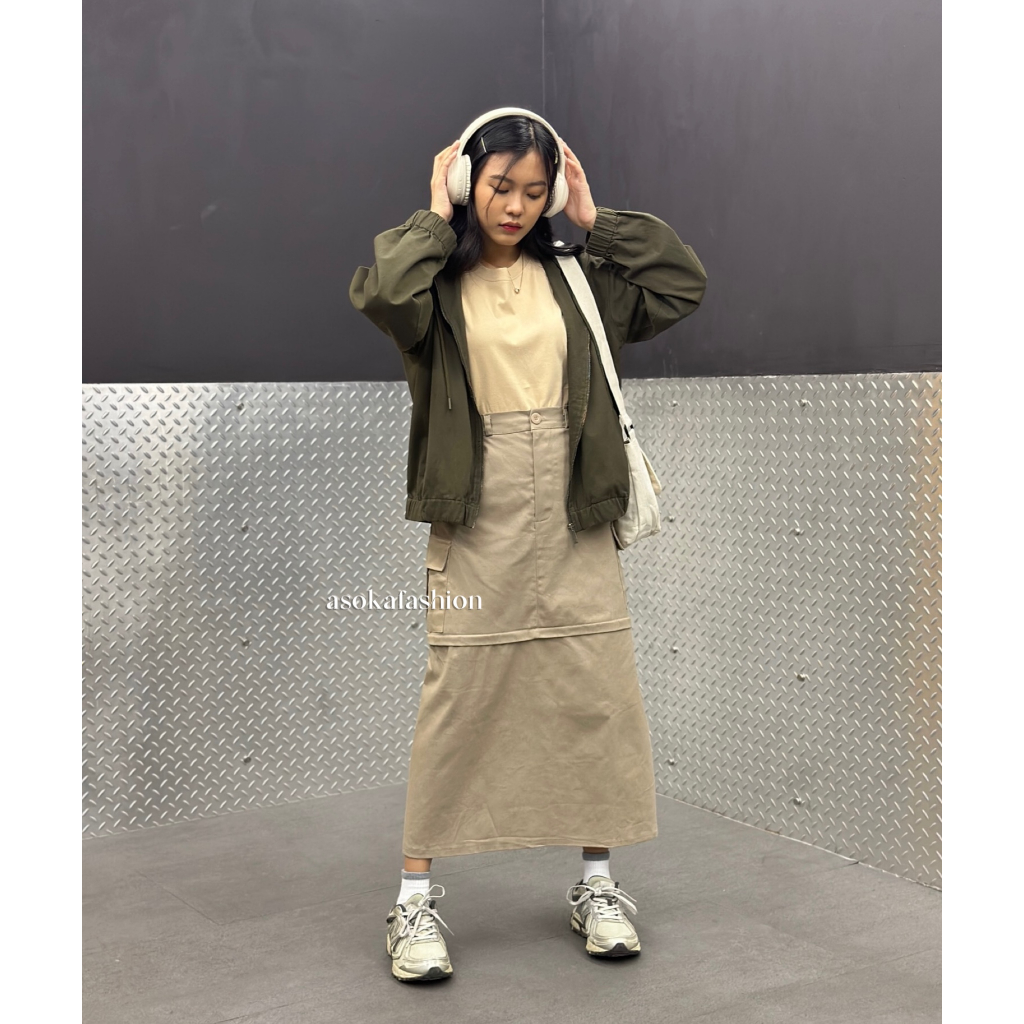 ASOKA Jacob Skirt 2187 - Rok Cargo Bawahan Wanita - Casual A-Line Skirt Chinos