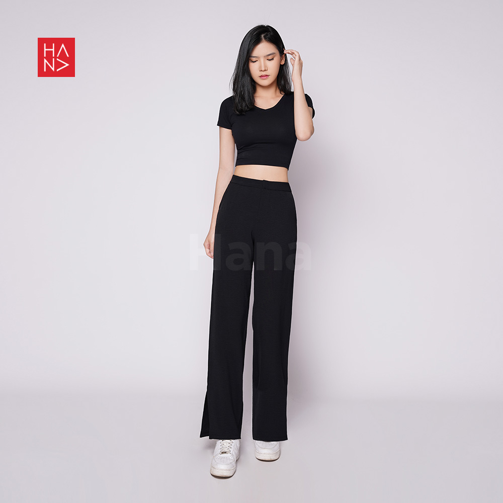 Hana Fashion - Petra Slit Loose Pants Celana Panjang Wanita Kerja - LP050