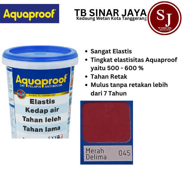 Aquaproof Cat Pelapis Anti Bocor Kemasan 20kg - 045 Merah Delima