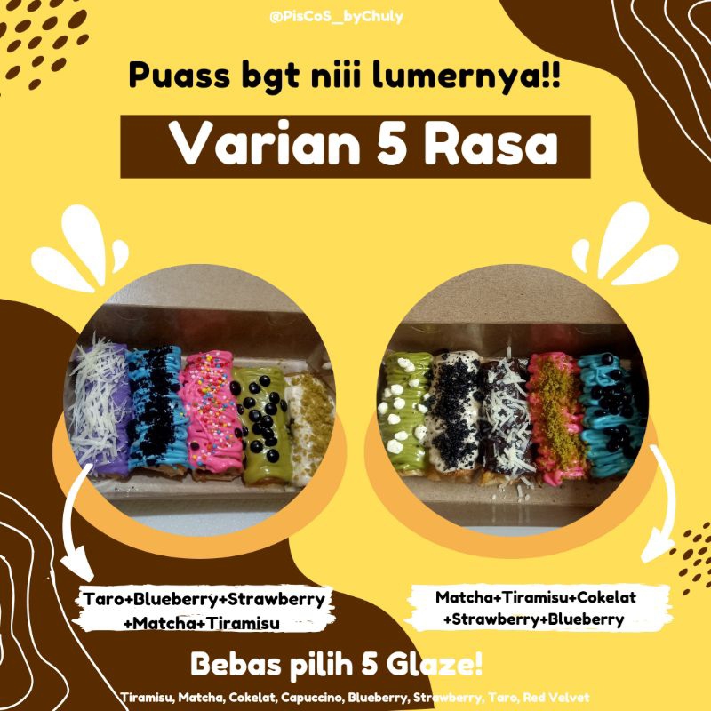 

5 Pisang Lumer + 5 Rasa Glaze + 5 Topping