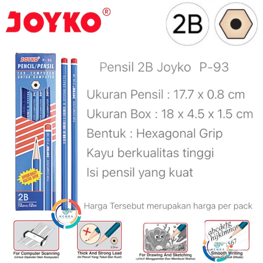 

[@12pensil] Joyko Pensil Tulis/Gambar 2B Type P - 93