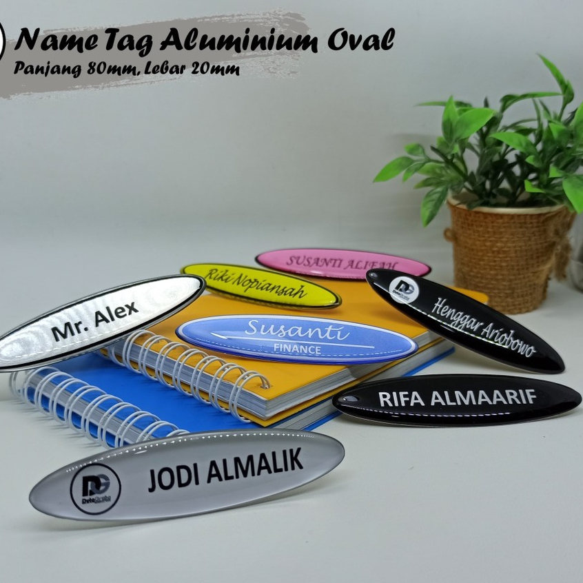 

[Custom] Name Tag Nama Dada Oval Aluminium Resin