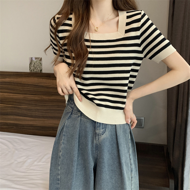 Starla Striped Top Knit Import - Atasan Wanita Rajut Import TM (CX1093)