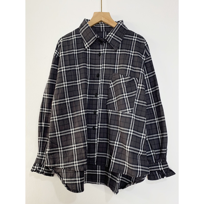 Hana Shirt Kemeja Flanel |Oversize Blouse Tartan Kotak Kotak Wanita