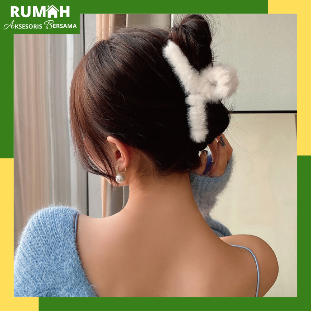 RAB JR398 Jepit Rambut Bulu Jedai Rambut Bulu Korea Jepitan Aksesoris Rambut Wanita Dewasa