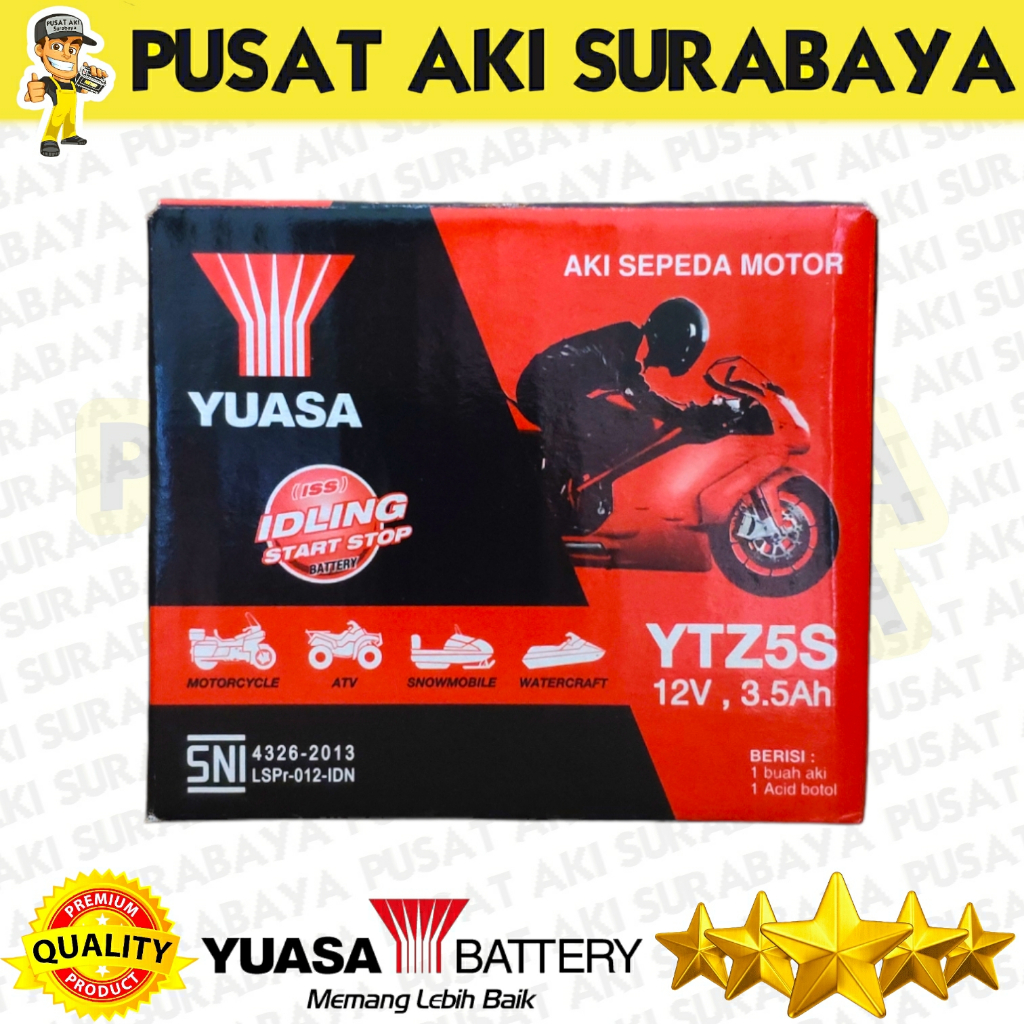 ASLI ORIGINAL YUASA YTZ5S MOTOR MIO J MIO Z MIO M3 BEAT SCOOPY SPACY SUPRA X 125 GTZ5S MTZ5S MTZ5S YTZ4V