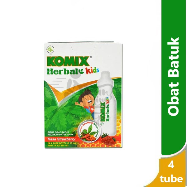 Komix Herbal Kids Rasa Strawberry 4 botol - obat batuk herbal anak berdahak