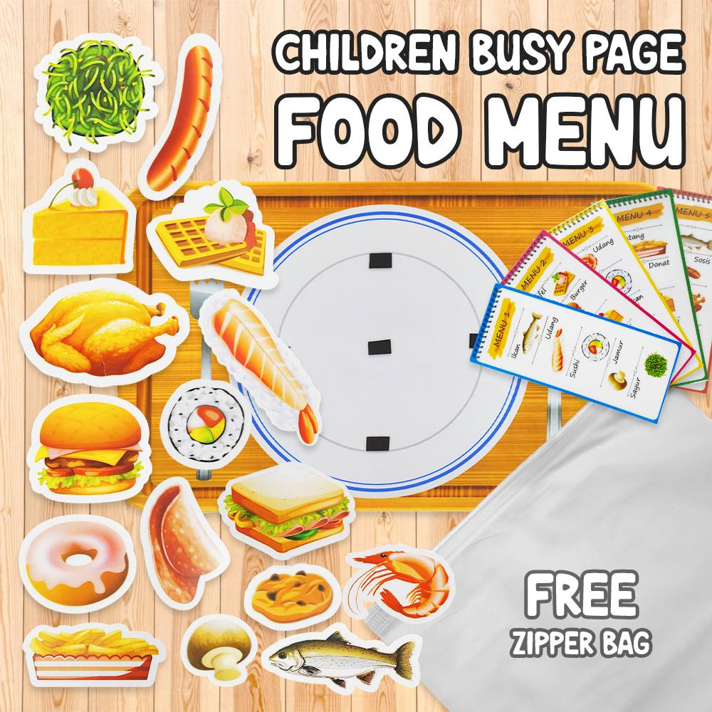 HomKid - BUSY PAGE Magnet - MENU MAKANAN Mainan Aktifitas Edukatif Montessori Anak Keluarga PAUD