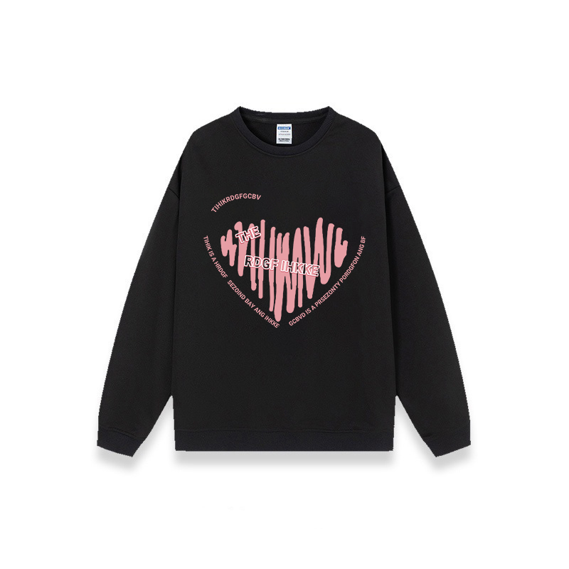 XiaoZhaiNv Korean Style Pink Heart Pattern Lengan Panjang Baju Sweater Wanita A0621