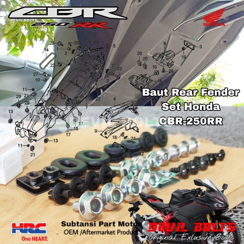 Baut Set Rear Fender Honda CBR 250RR/Baut Spakbor Belakang Honda CBR 250RR