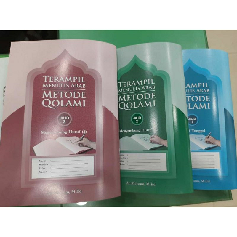 

PAKET QOLAMI JILID 1-3 | Buku Latihan / Modul Terampil Menulis Arab Metode Qolami