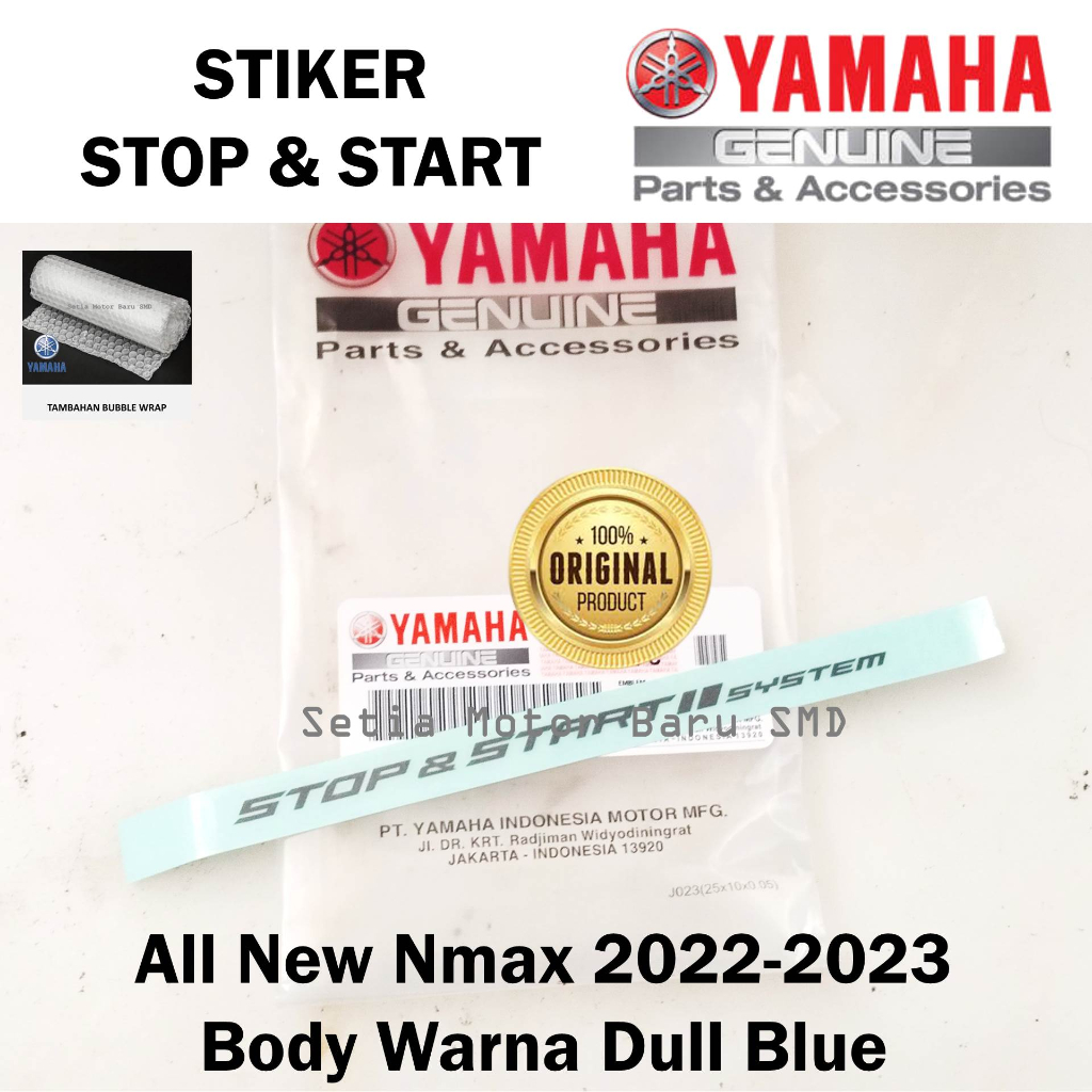 Stiker Stop & Start System All New Nmax N Max Biru Glossy Dull Blue Asli Original Yamaha