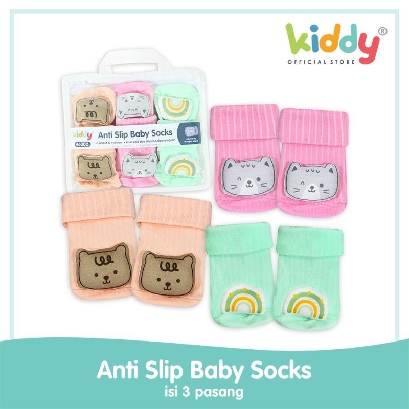 Kiddy anti slip baby sock isi 3 pasang KD4602 - kaos kaki bayi