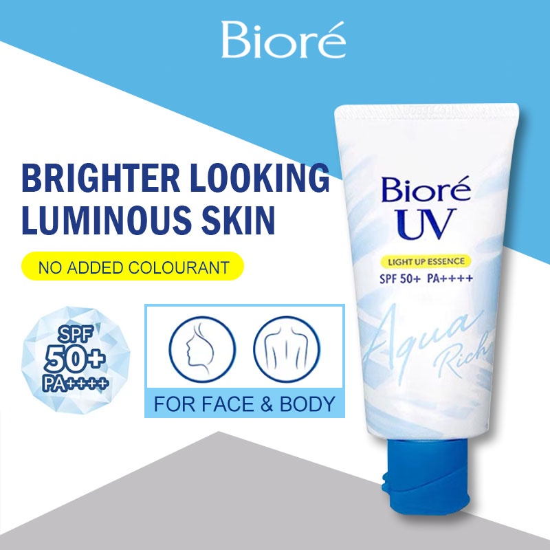 Biore Uv Aqua Rich Sunscreen Light Up Essence/Watery Essence SPF 50 PA++++ 70 gr Sunblock Untuk Melindungi Kulit