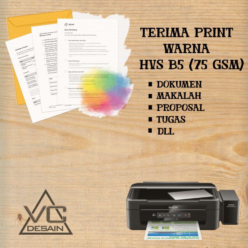 

jasa print, cetak dokument, cetak makalah (warna) HVS B5 75 GSM