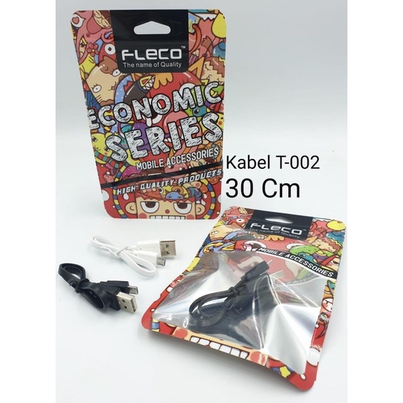 KABEL DATA FLECO T002 CANDY 30CM MICRO ORI FAST CHARGING HIGH SPEED DATA CABLE POWERBANK TRAVELLER BY SMOLL