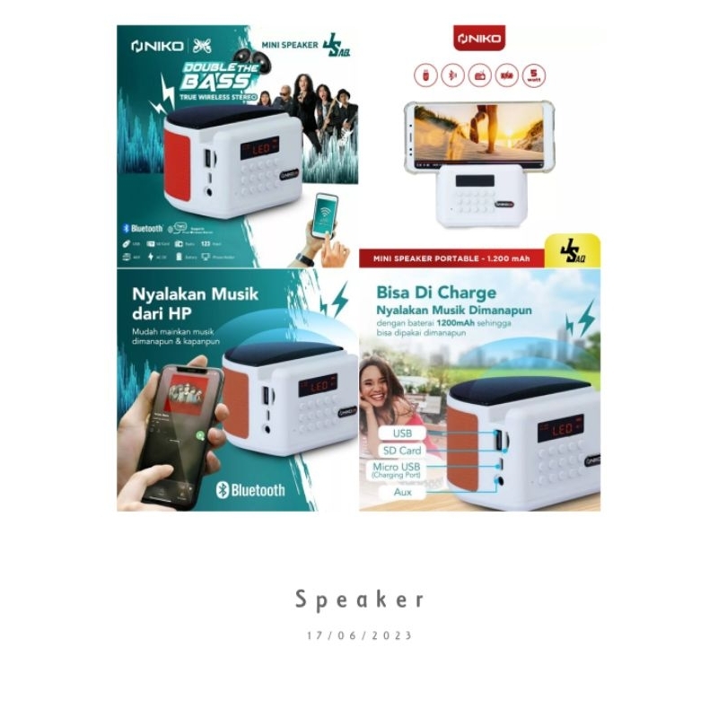 Speaker NIKO Mini Dynamite Bass JS AQ BLUETOOTH ( SPEAKER ALQURAN )