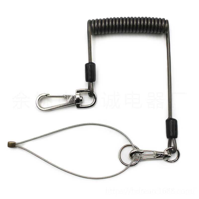 1.3m Safety Spring Hook Lanyard Safe Spring Hook Tool Lanyard Safety Gantungan Peralatan Safety Dilengkapi Dengan Dua Kait Logam