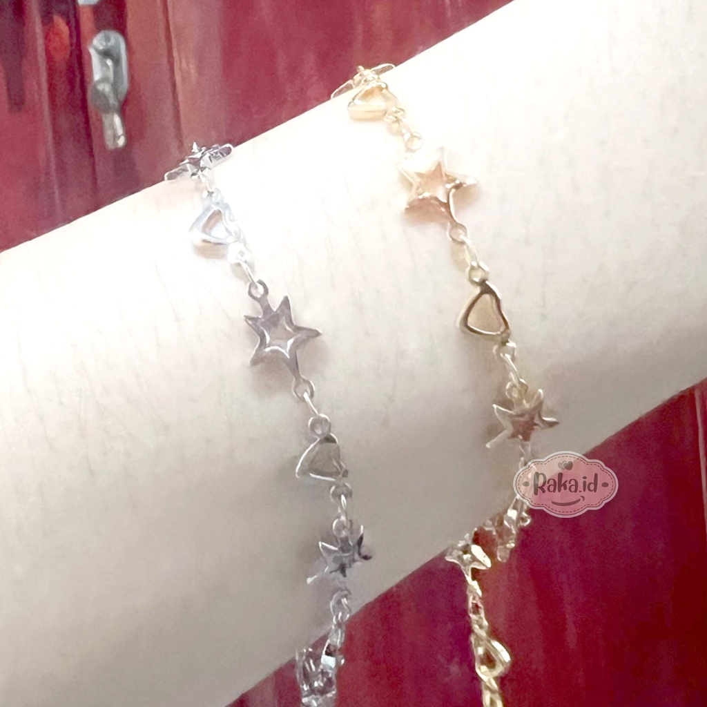 Gelang Tangan Wanita Dewasa Gelang Tangan Rantai Anti Karat Motif Bintang Love 1316