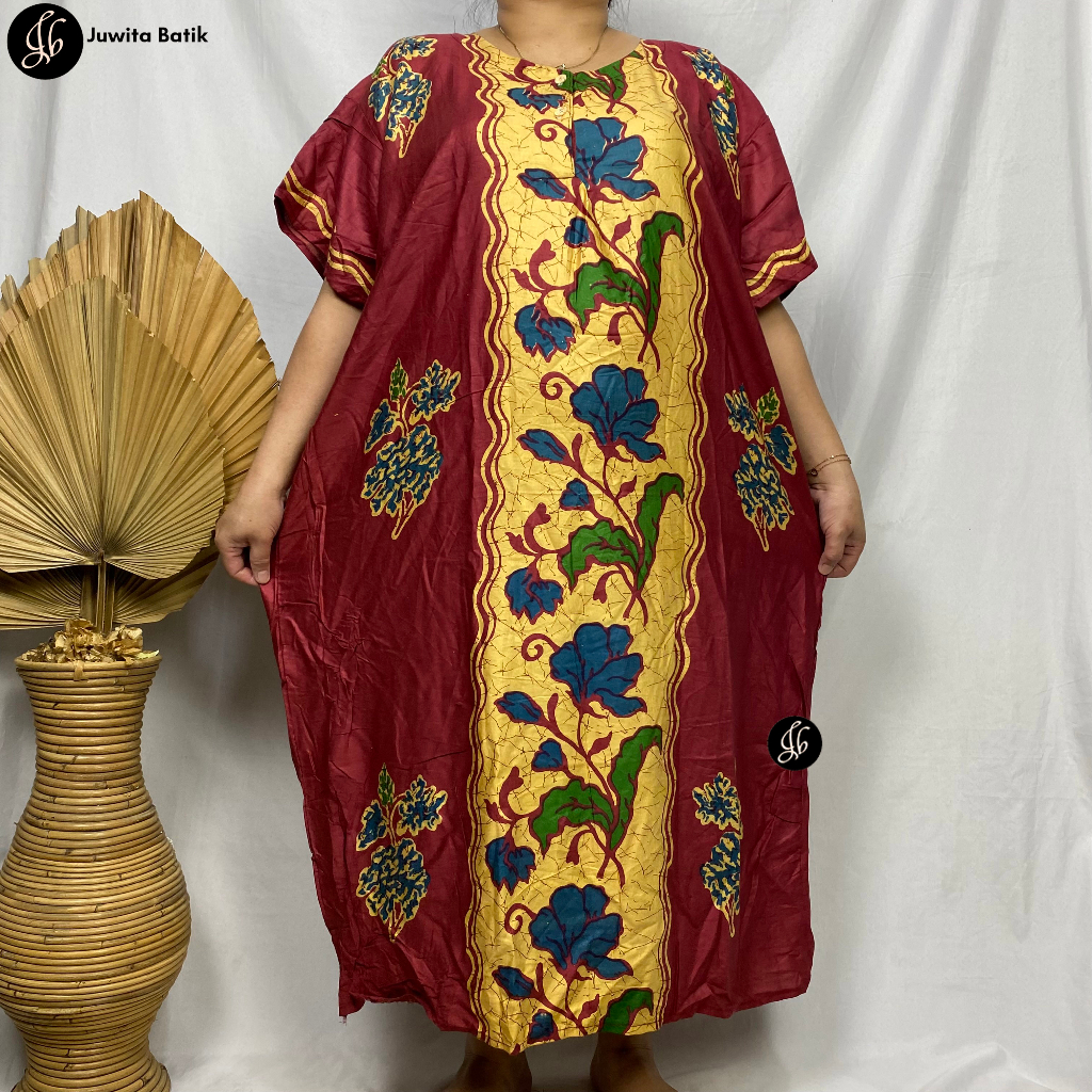 Juwita Batik - Daster Ibu Jumbo LD 130 Busui Friendly Motif Mawar Tengah Pola