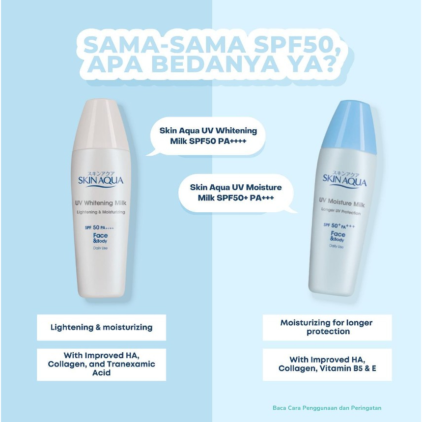 [BPOM] Skin Aqua UV Whitening Milk SPF 50 PA++++ 40gr (Putih) / Skin Aqua SunScreen / Sun Block / MY MOM
