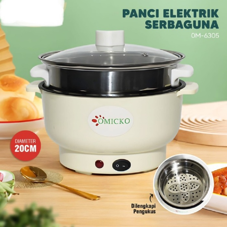 Panci Listrik Serbaguna Omicko OM-6305 OM 6305 20CM 20 CM  Multifungsi Electric Pot