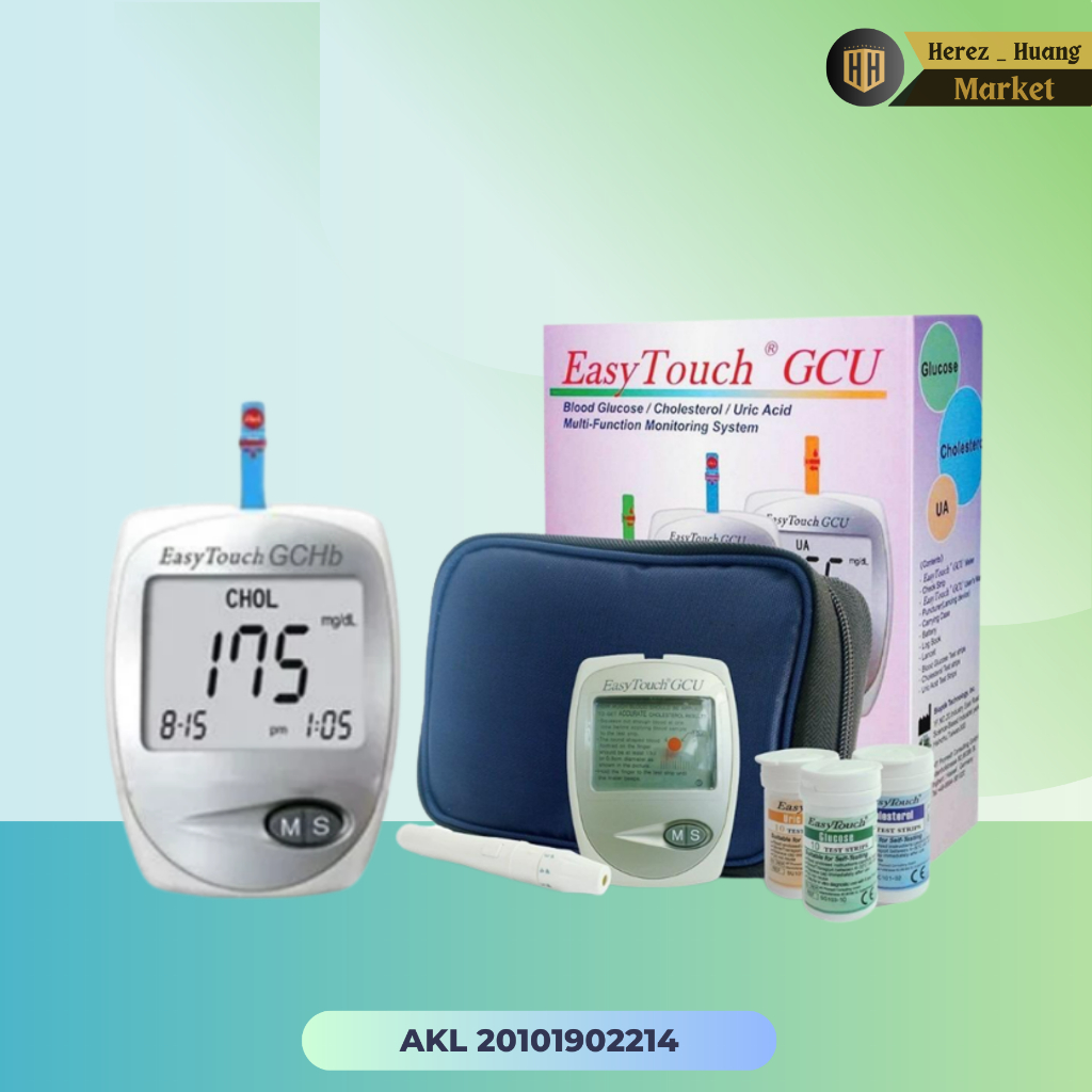 Alat Test GCU Cek 3 IN 1 , EASY TOUCH GCU 3 IN 1 Alat Cek Test Cholesterol, Gula Darah, dan Asam Urat