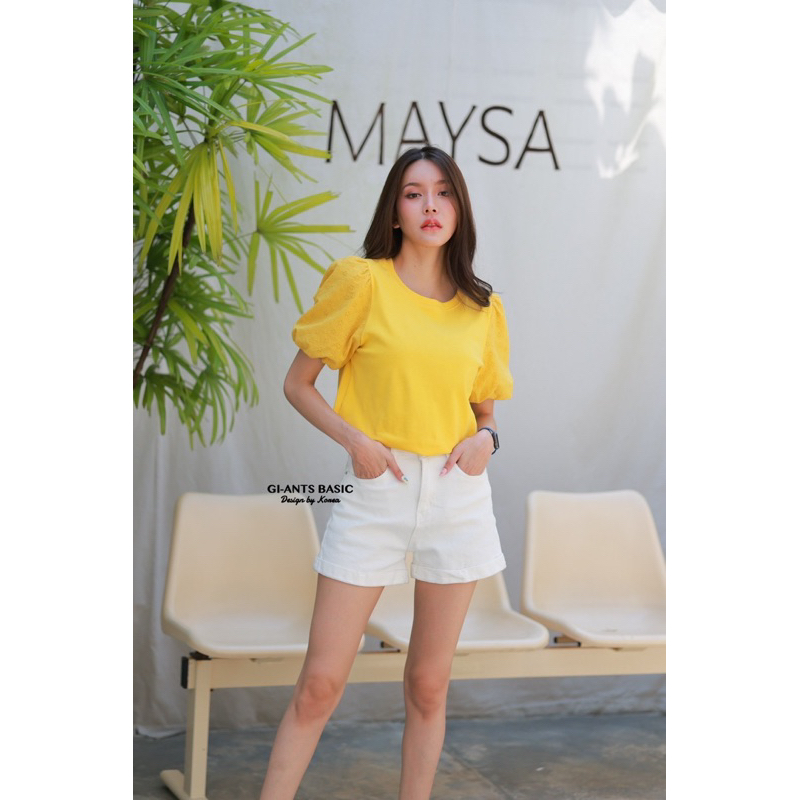 ATASAN GIANTS BASIC MODEL LENGAN PUFF RENDA BLOUSE IMPORT BANGKOK (BJGB456)