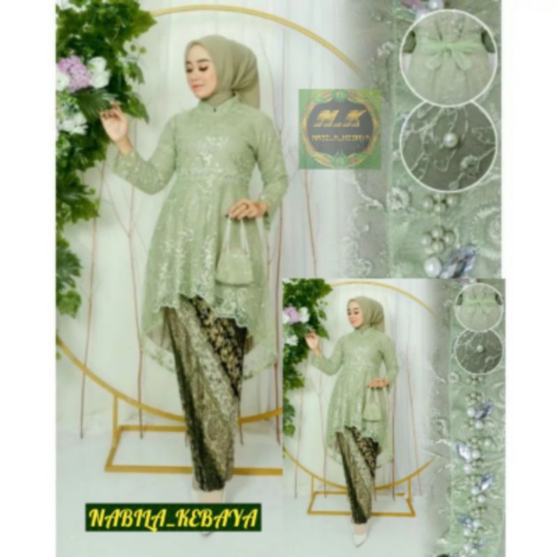 SETELAN TUNIK LESTI KEJORA / KEBAYA PESTA BRUKAT KOMBI TULLE PAYET KEBAYA KONDANGAN PESTA