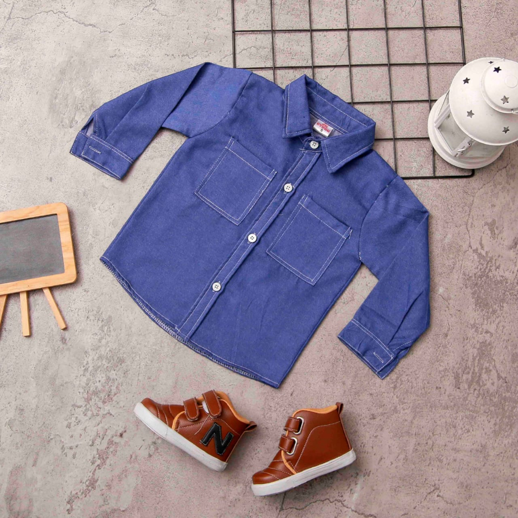 Jikialiang - KEMEJA JEANS TANGAN PANJANG ANAK USIA 1-12 TAHUN