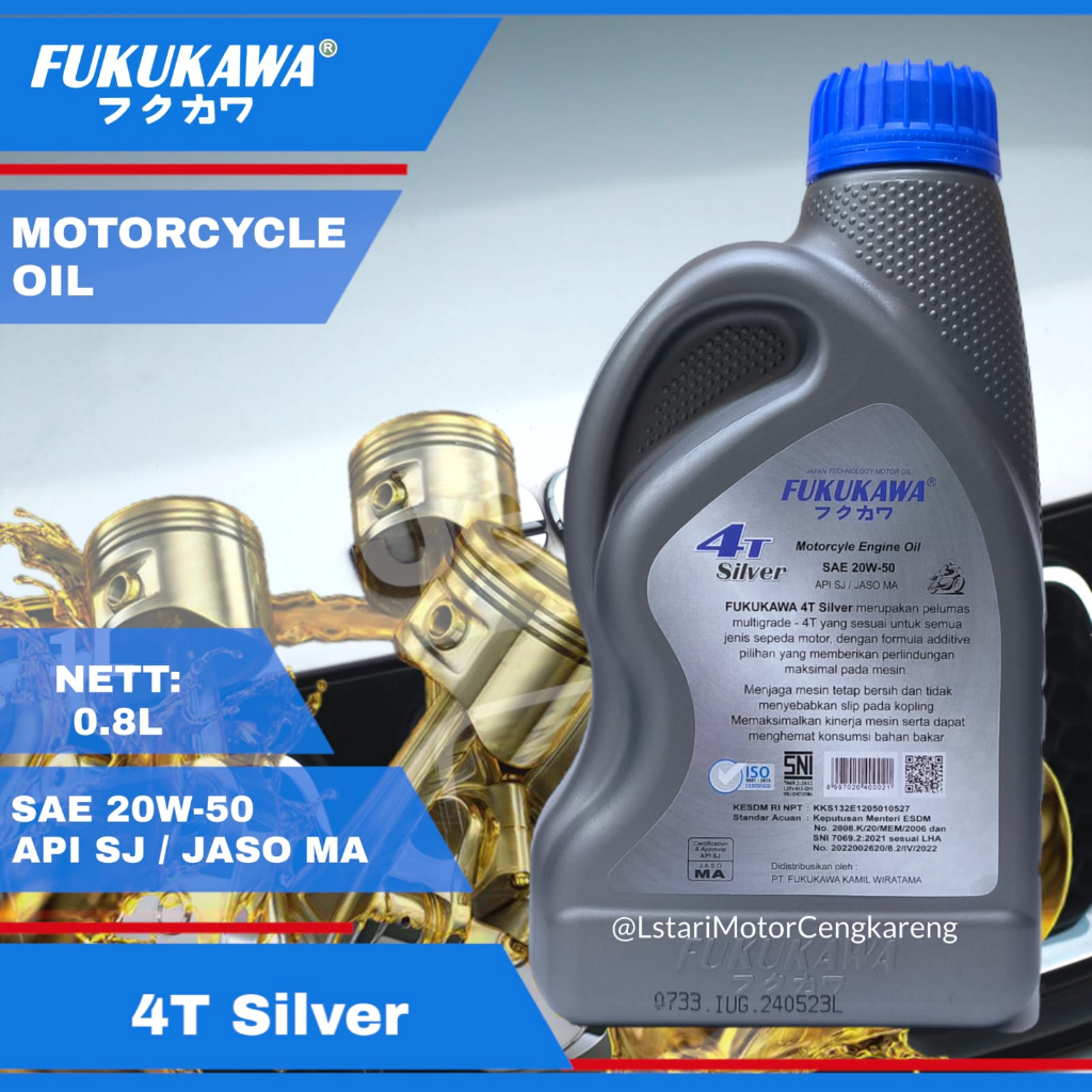 OLI MESIN MOTOR FUKUKAWA 4T SILVER SAE 20W-50 0.8L JAPAN TECHNOLOGY