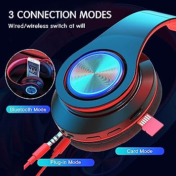 B39 Hitam/Headphone Headset bluetooth bass 5.0 RGB LED  HiFi Stereo dengan Mikrofon