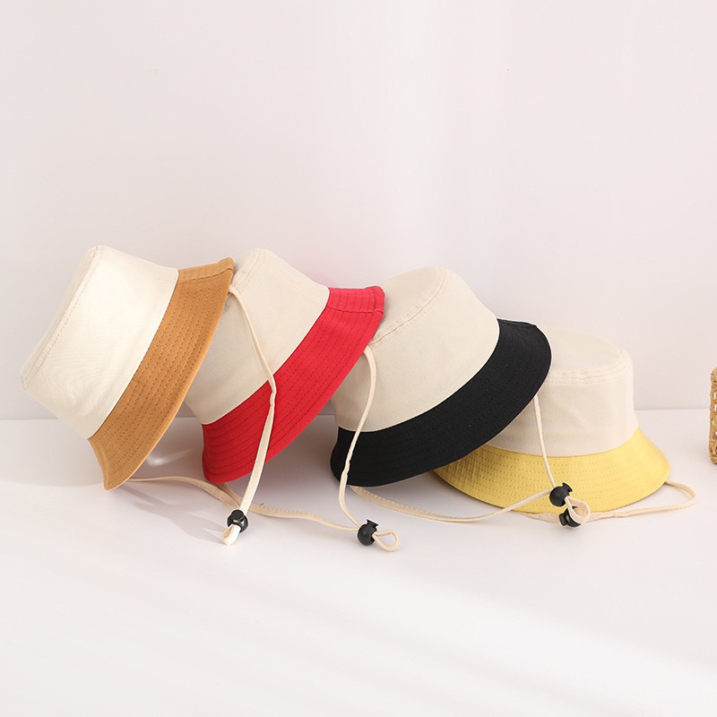 1 2 3 Tahun Topi Bucket Anak Import Polos Cream MIX