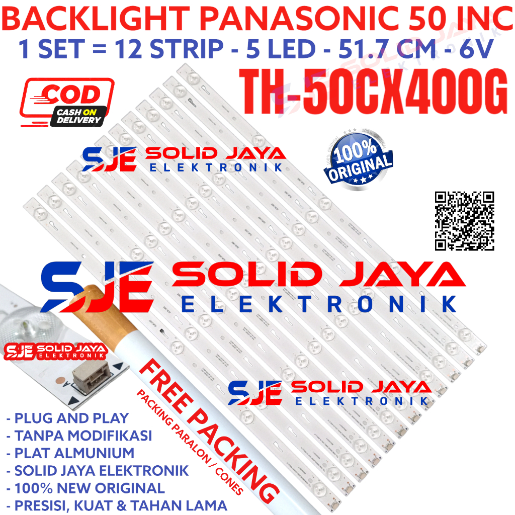 BACKLIGHT TV LED PANASONIC 50 INC 50CX400 50CX400G TH50CX400G TH-50CX400G TH50CX400G TH50CX400 50CX LAMPU BL 5K 5LED 5 KANCING 6V 6 VOLT TCL-ODM_500D30_3030C_12X5V5