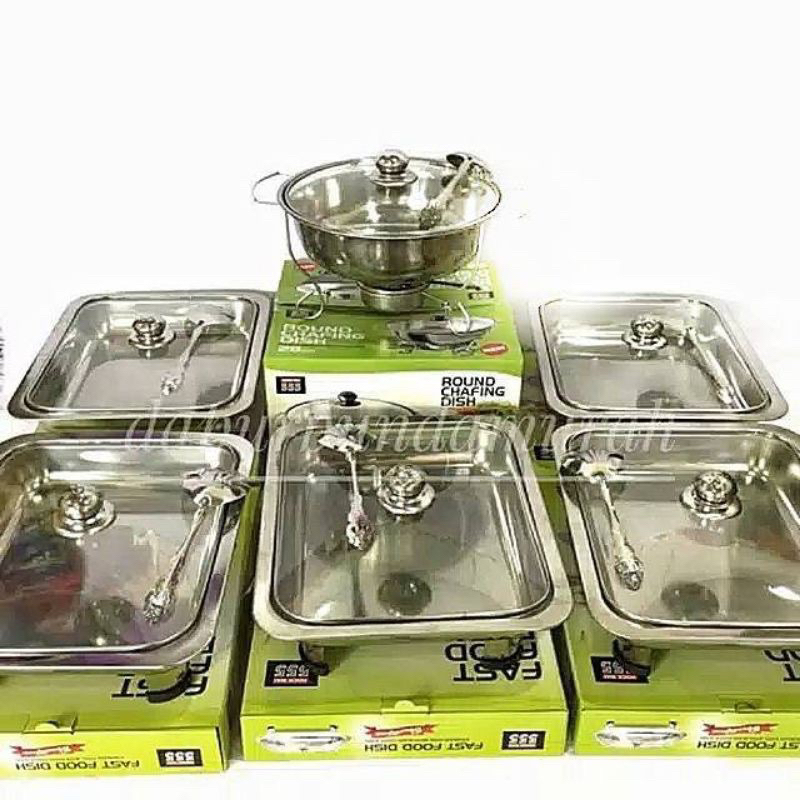prasmanan set stainless tutup full kaca 1/5