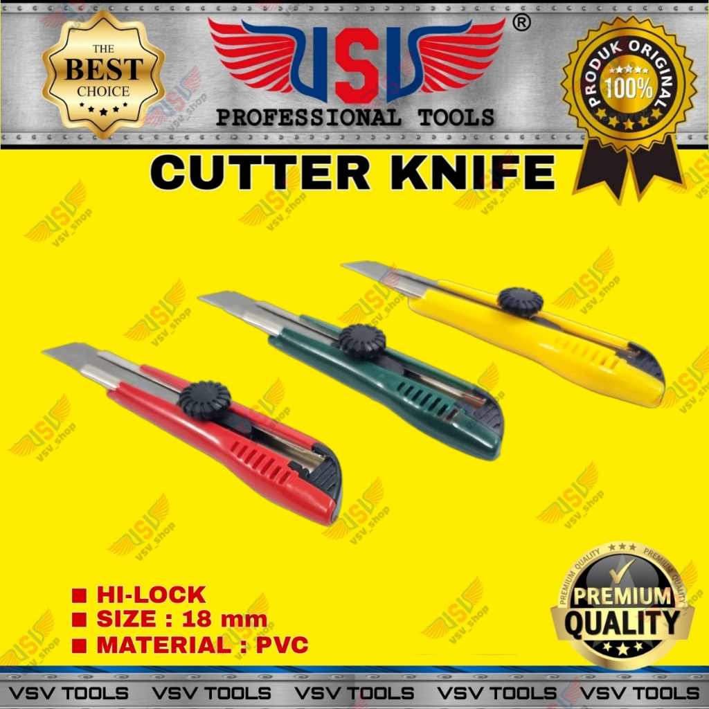 Cutter Besar Pisau Cutter 18mm Cutter Knife Hi-Lock VSV HS-02