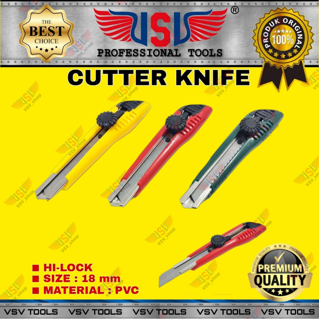 Cutter Besar Pisau Cutter 18mm Cutter Knife Hi-Lock VSV HS-02