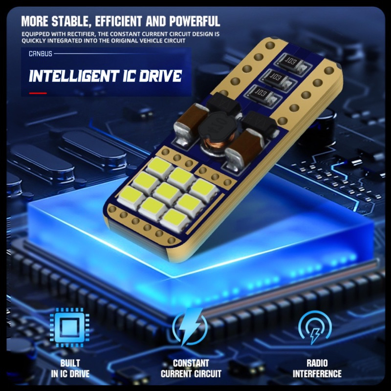 Lampu LED T10 W5W Mobil Motor Chip 2016 - 18 Mata 2 Sisi Super Bright