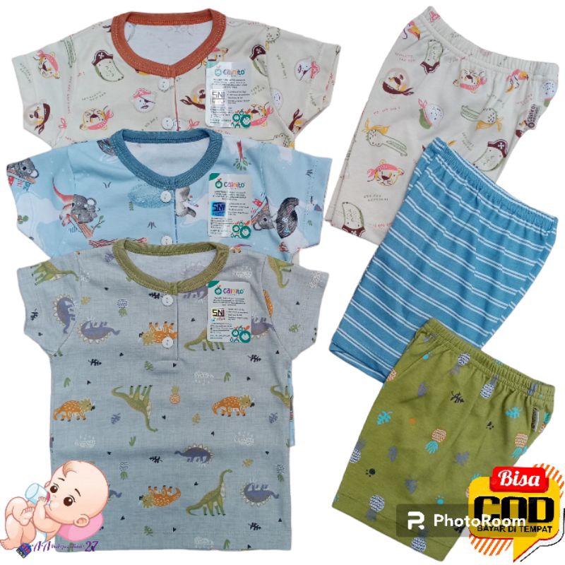 Produk Terbaru!!! CAINITO Setelan Baju Bayi Lengan Pendek Celana Pendek Ukuran S M L XL SNI HIGHT QUALITY