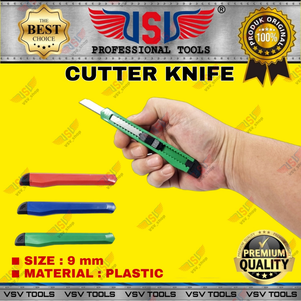 Cutter Kecil Pisau Cutter 9mm Cutter Knife Plastik GOOD QUALITY VSV HS-05