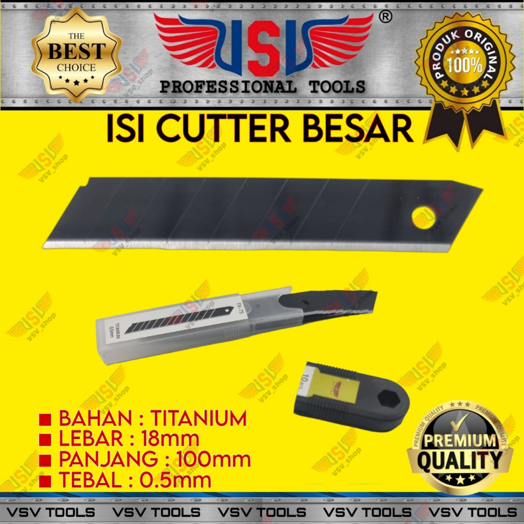 Isi Cutter Besar 18mm Refill Cutter Tebal 0.5mm isi 10pcs Bahan Titanium