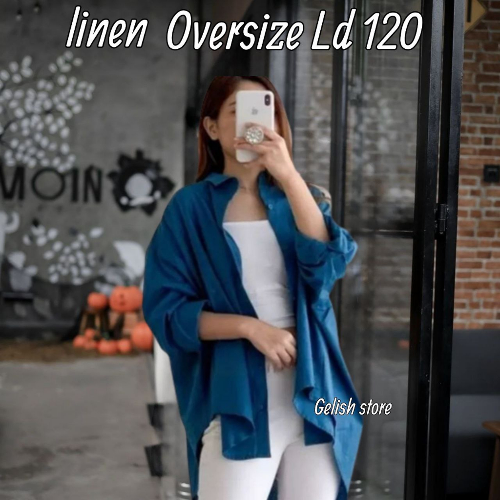 Kemeja Oversize Wanita Linen / alena Loose Oversize Shirt