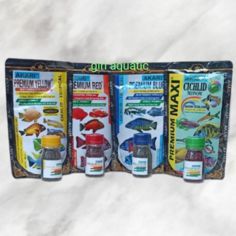 akari premium maxi blue red yellow pelet ikan hias