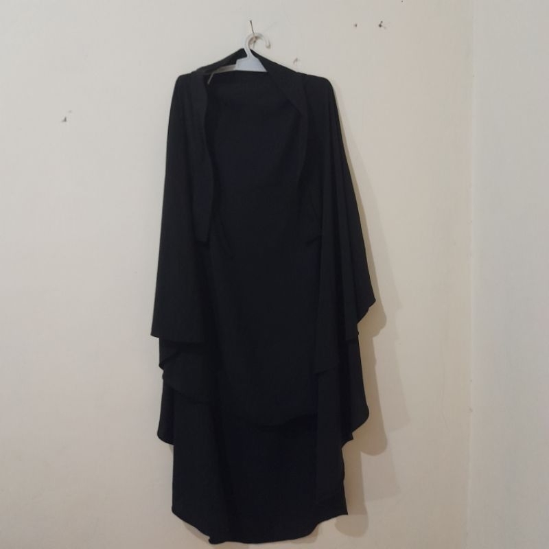Preloved Jetblack French Khimar Aidahijab panjang