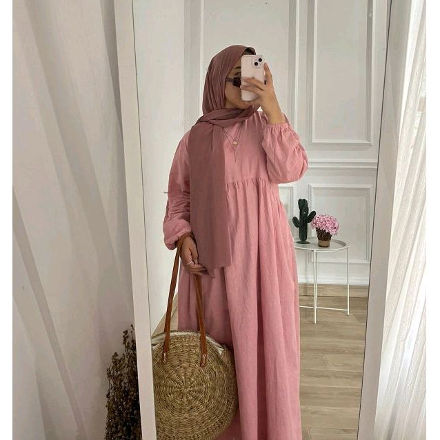 Shenna Basic Dress // Gamis Pastel // Dress Basic // Gamis Polos