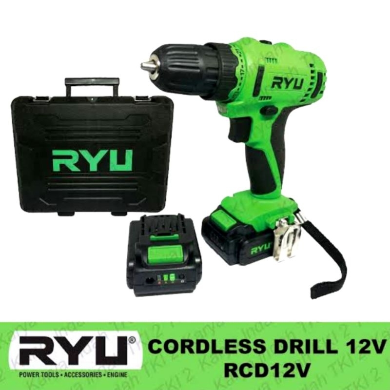Bor Baterai Cordless RYU RCD 12v / Mesin Bor tangan Ryu 2 Baterai Type RCD 12V