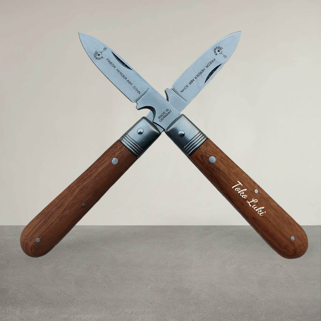 Folding Pocket Survival Knife Pisau Cap Garpu Asli Herder Solingen Jerman