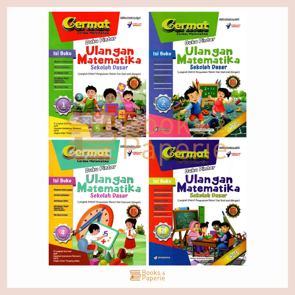 BUKU CERMAT PINTAR ULANGAN MATEMATIKA SD KELAS 1,2,3,4,5,6 PENERBIT BHINNEKA